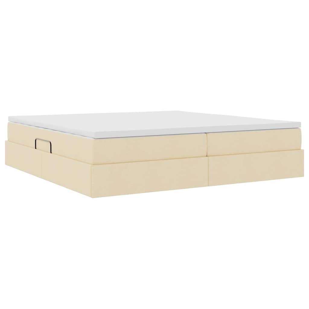 Seng med opbevaring og madras Creme 200 x 200 cm Polyester