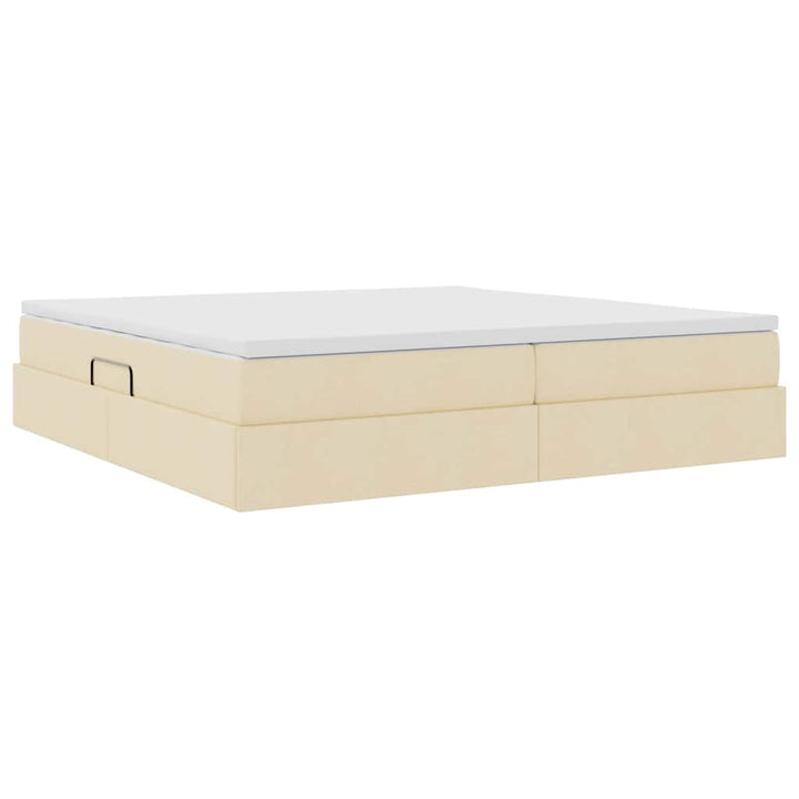 Seng med opbevaring og madras Creme 200 x 200 cm Polyester