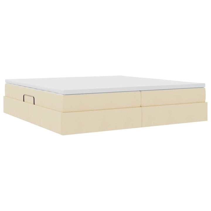 Seng med opbevaring og madras Creme 200 x 200 cm Polyester