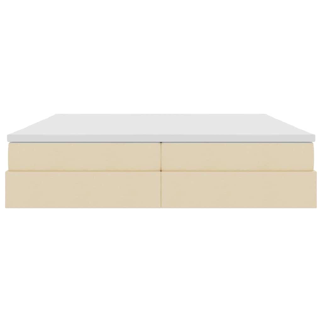 Seng med opbevaring og madras Creme 200 x 200 cm Polyester