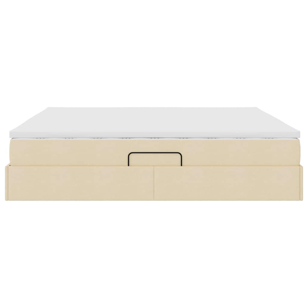 Seng med opbevaring og madras Creme 200 x 200 cm Polyester