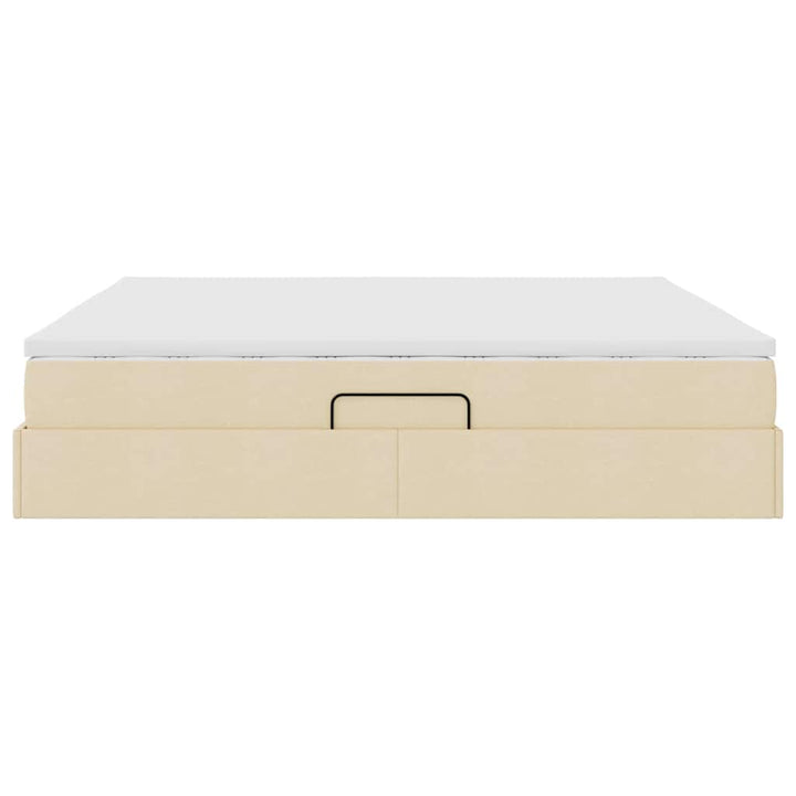 Seng med opbevaring og madras Creme 200 x 200 cm Polyester