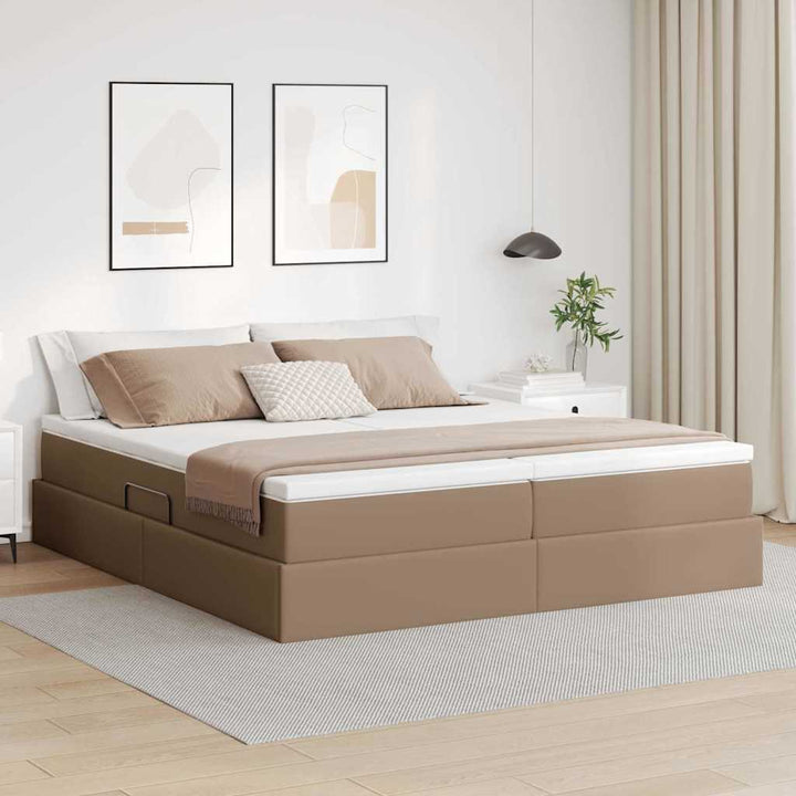 Seng med opbevaring og madras Cappuccino 180 x 200 cm