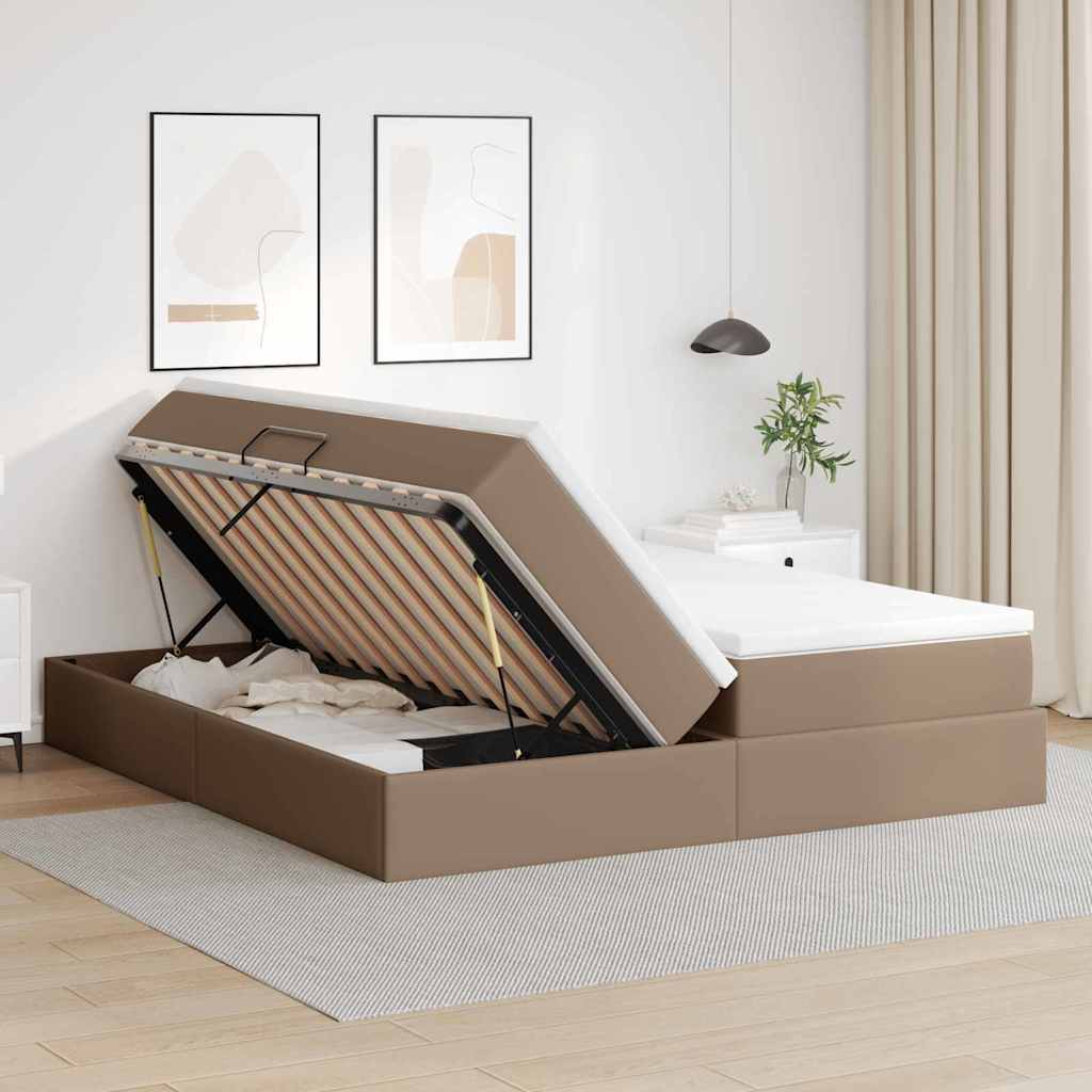 Seng med opbevaring og madras Cappuccino 180 x 200 cm