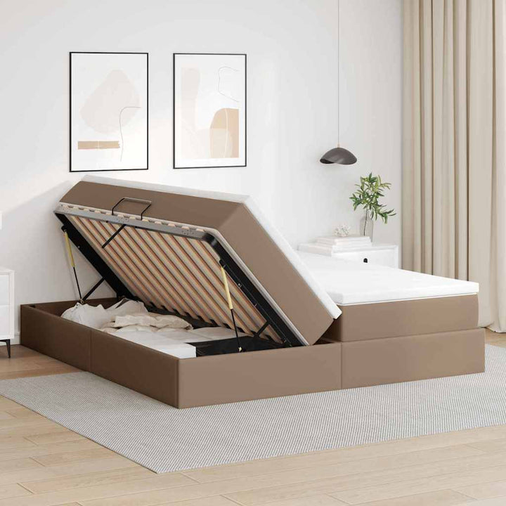 Seng med opbevaring og madras Cappuccino 180 x 200 cm