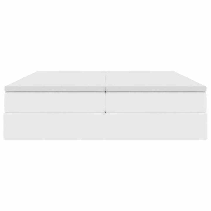 Seng med opbevaring og madras Hvid 200 x 200 cm Faux læder