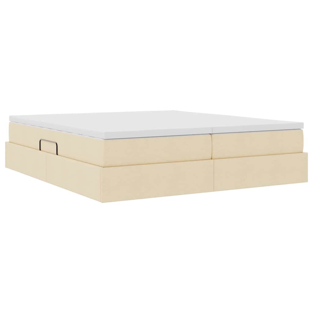 Seng med opbevaring og madras Creme 200 x 200 cm Polyester