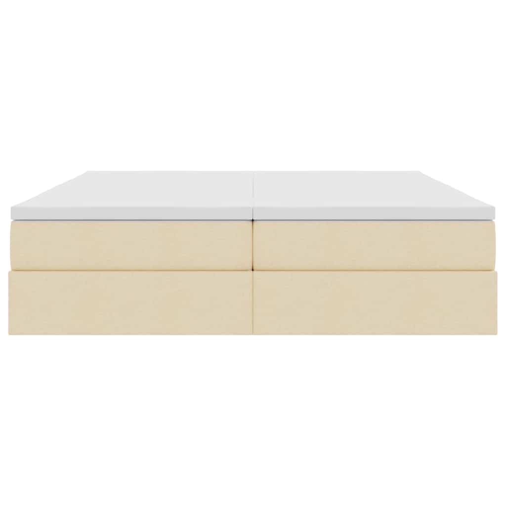 Seng med opbevaring og madras Creme 200 x 200 cm Polyester