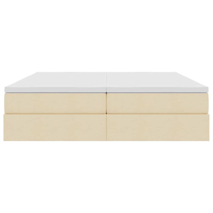 Seng med opbevaring og madras Creme 200 x 200 cm Polyester