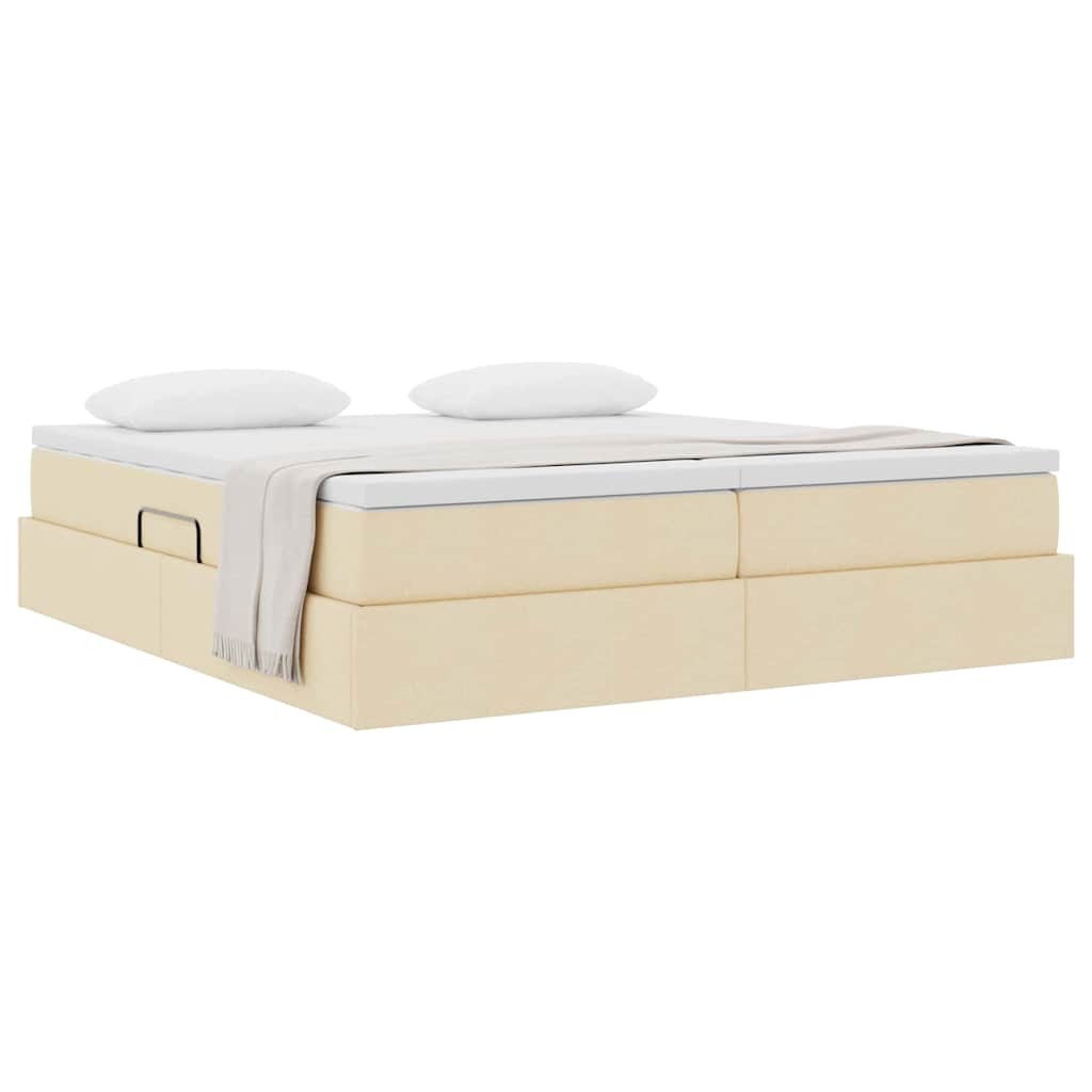 Seng med opbevaring og madras Creme 200 x 200 cm Polyester