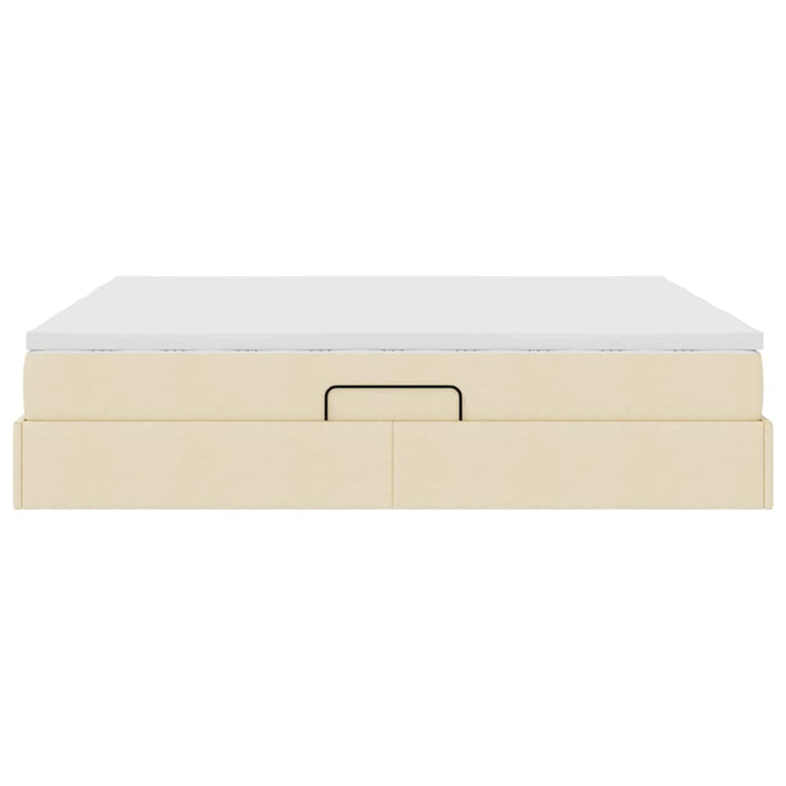 Seng med opbevaring og madras Creme 200 x 200 cm Polyester