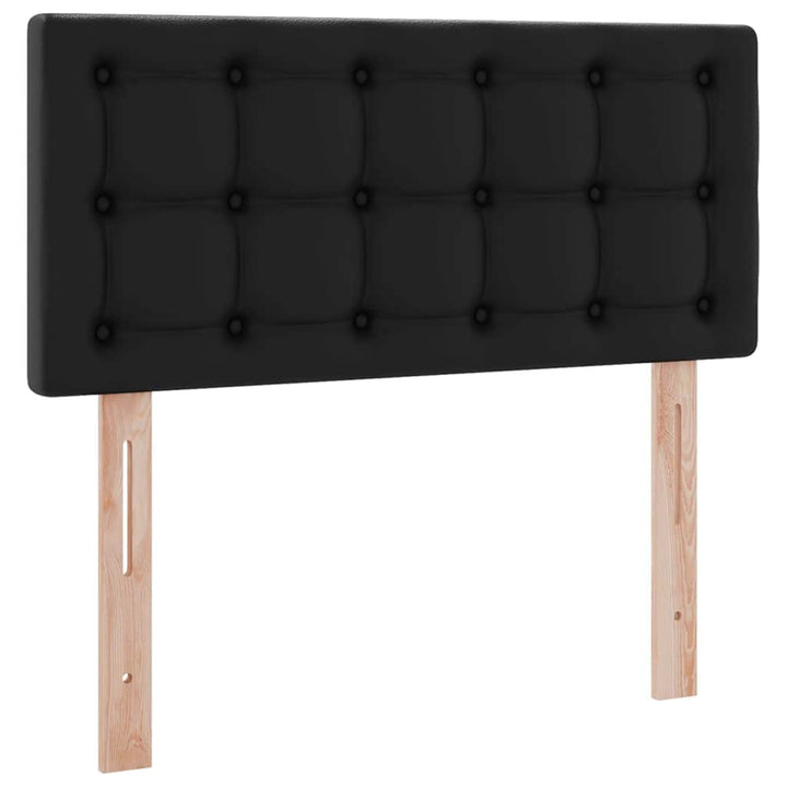 Seng med opbevaring og madras Sort 90 x 200 cm Faux læder
