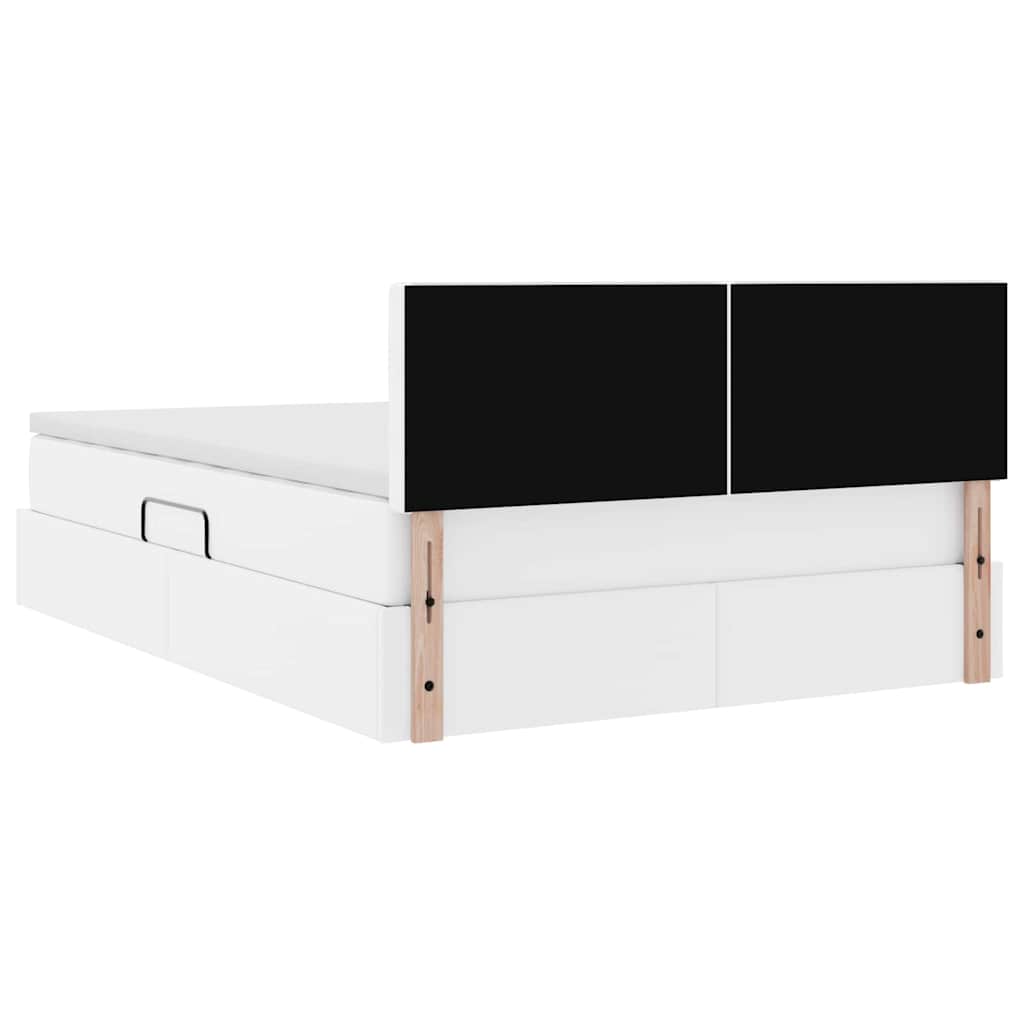 Seng med opbevaring og madras Ren Hvid 140 x 200 cm Faux læder