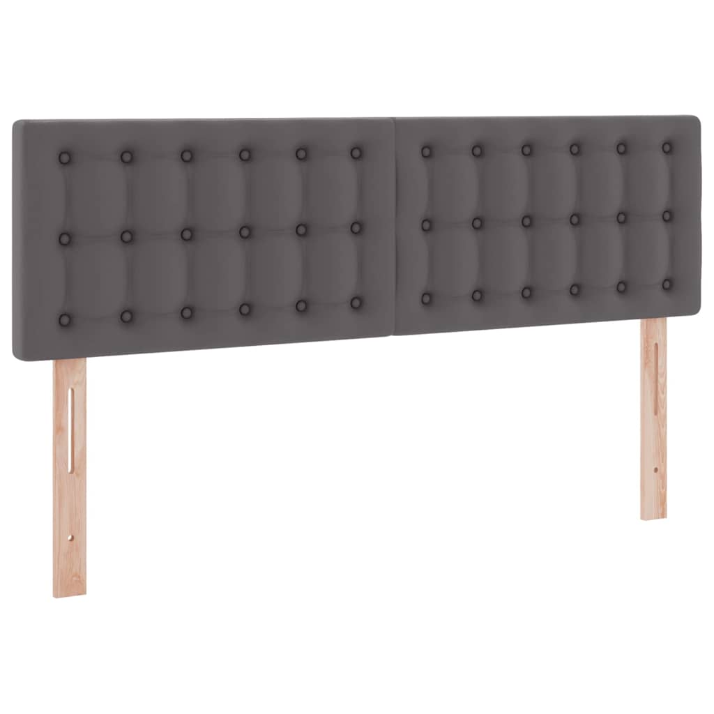 Seng med opbevaring og madras Grå 140 x 200 cm Faux læder