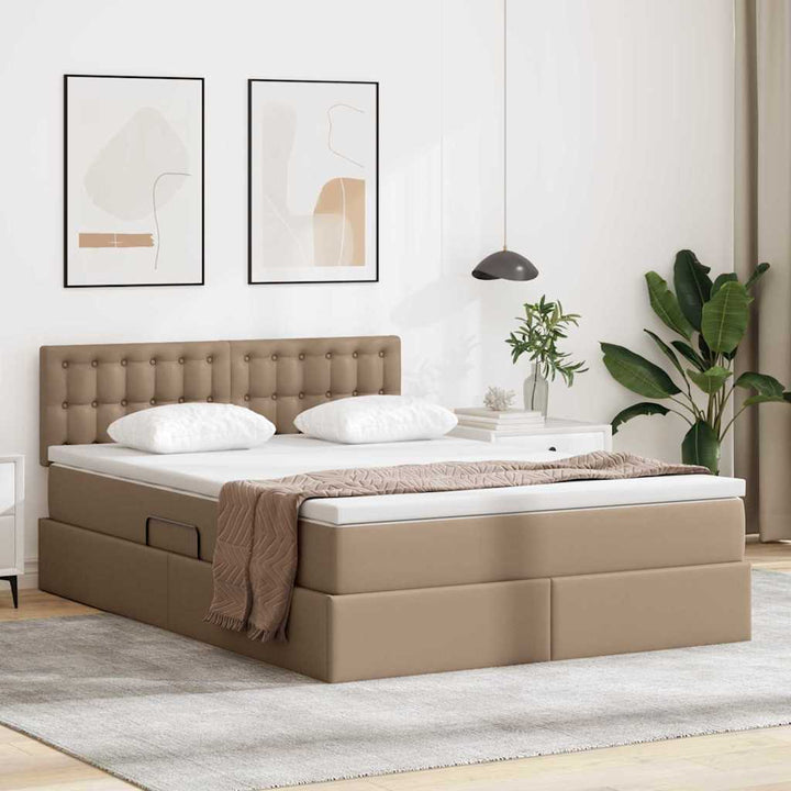 Seng med opbevaring og madras Cappuccino 140 x 200 cm