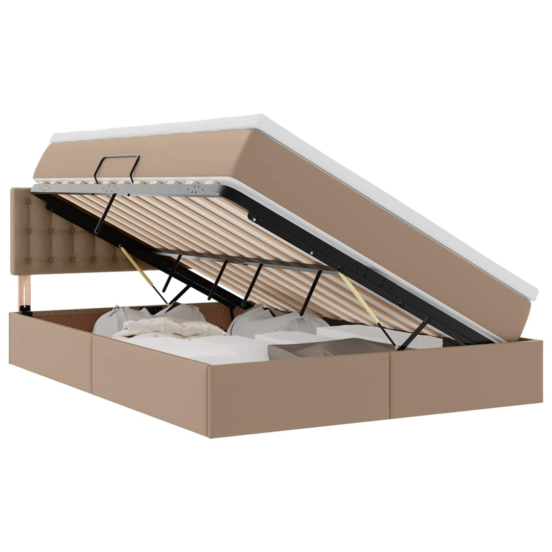 Seng med opbevaring og madras Cappuccino 140 x 200 cm