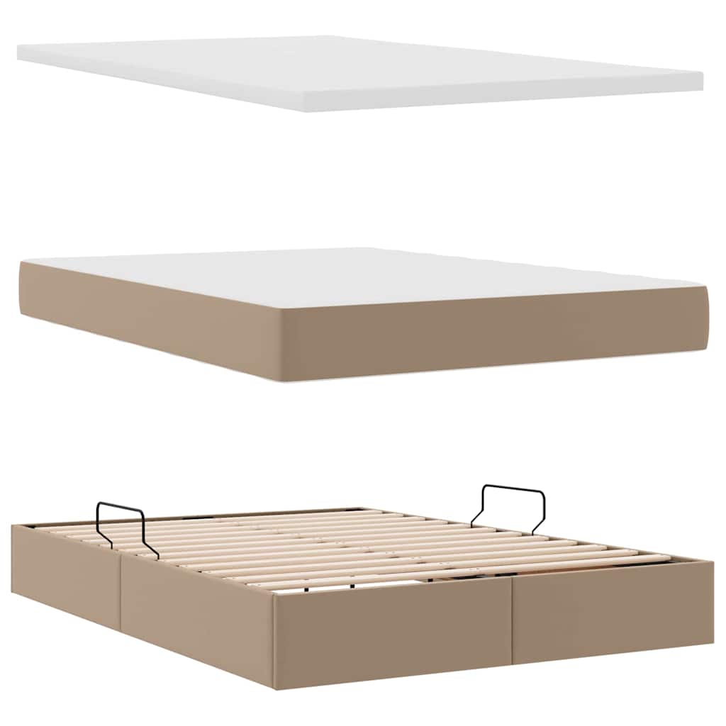 Seng med opbevaring og madras Cappuccino 140 x 200 cm
