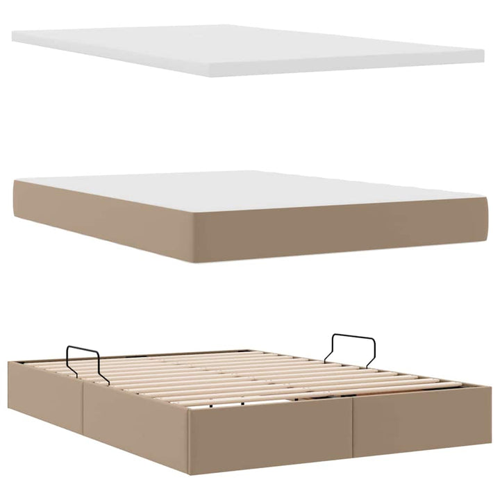 Seng med opbevaring og madras Cappuccino 140 x 200 cm
