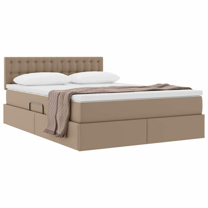 Seng med opbevaring og madras Cappuccino 140 x 200 cm