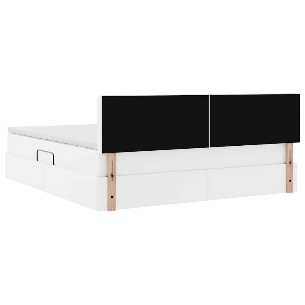 Seng med opbevaring og madras Ren Hvid 180 x 200 cm Faux læder