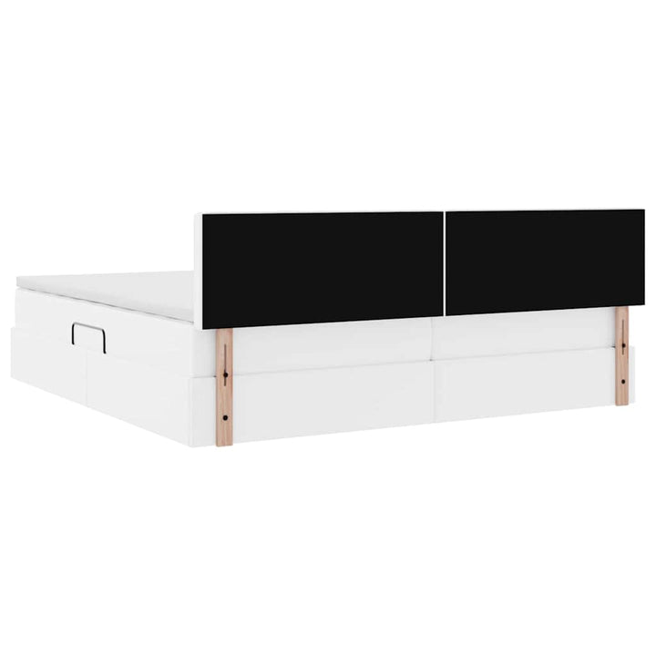 Seng med opbevaring og madras Ren Hvid 200 x 200 cm Faux læder