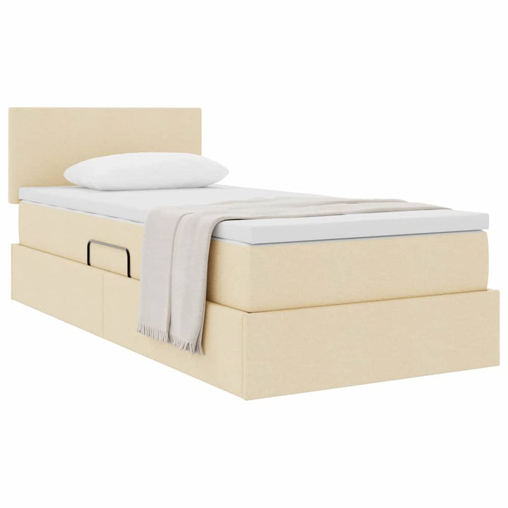 Seng med opbevaring og madras Creme 90 x 200 cm Konstrueret træ