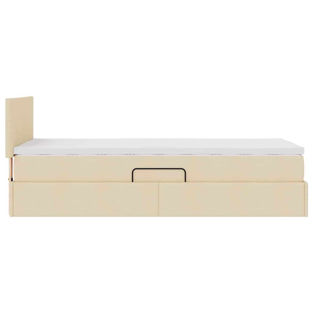 Seng med opbevaring og madras Creme 90 x 200 cm Konstrueret træ
