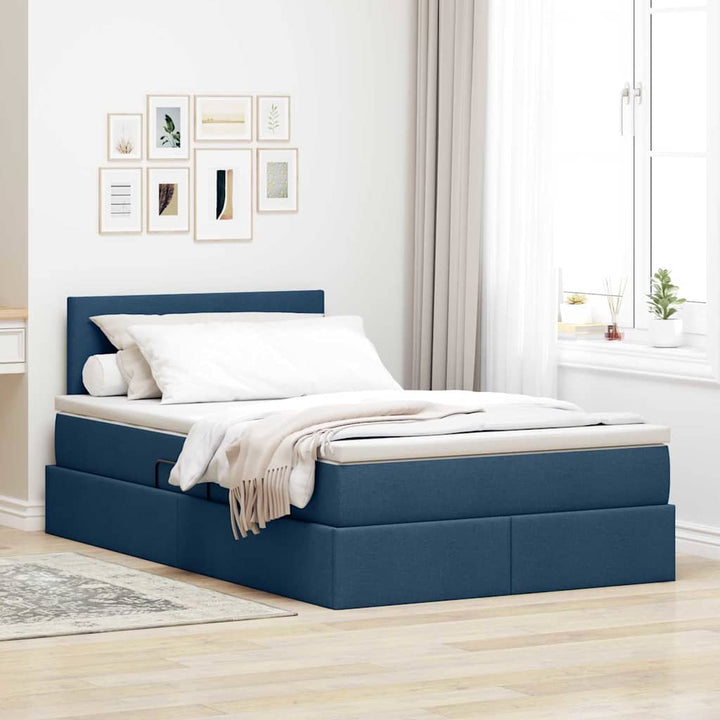 Seng med opbevaring og madras Blå 120 x 190 cm Konstrueret træ