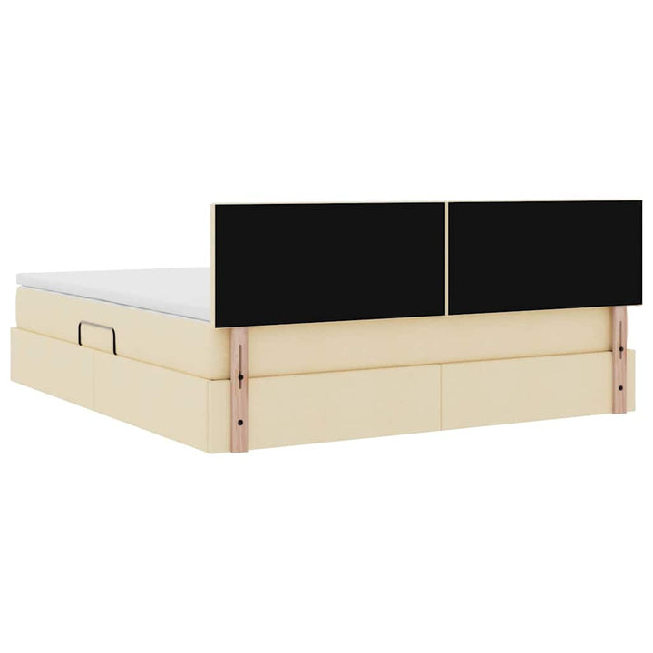 Seng med opbevaring og madras med madras Creme 160 x 200 cm