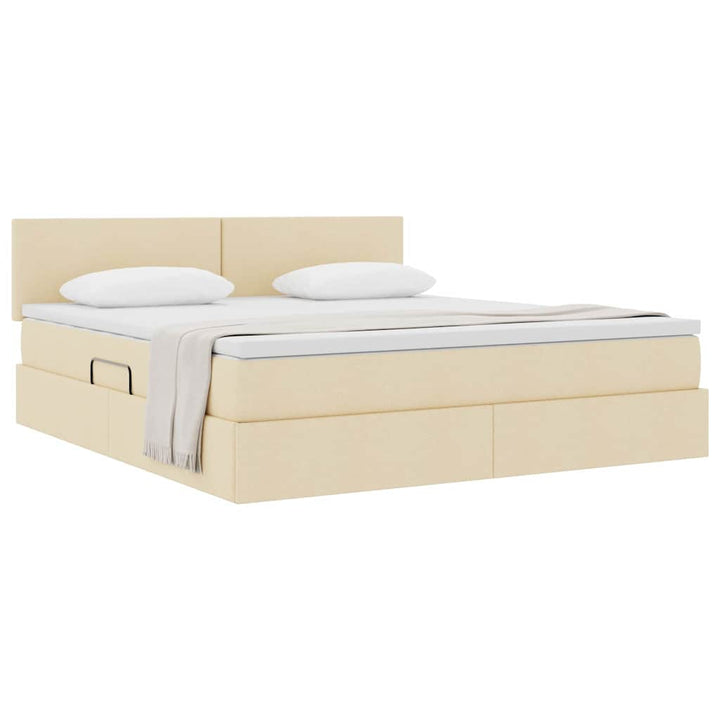 Seng med opbevaring og madras med madras Creme 160 x 200 cm