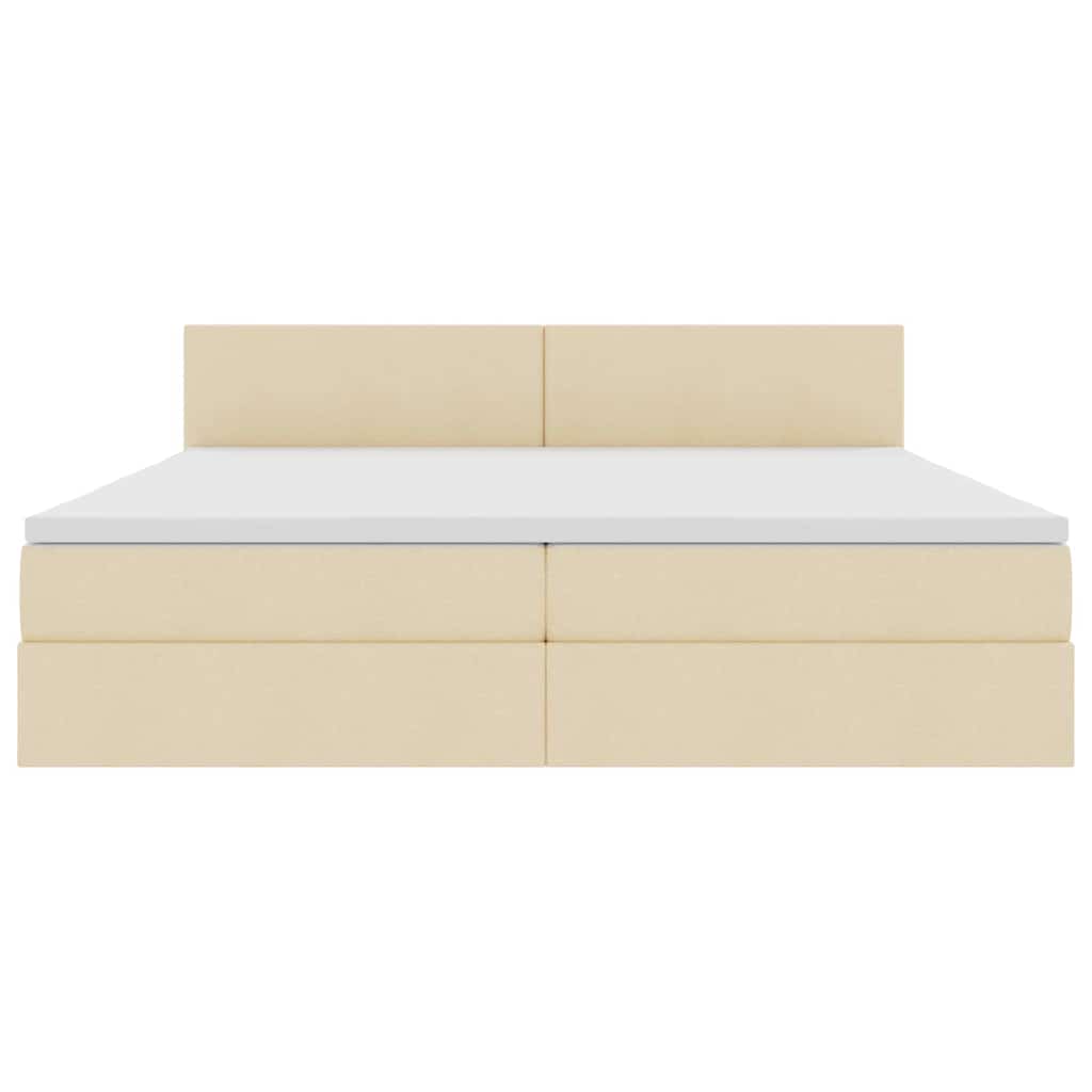 Seng med opbevaring og madras med hovedgærde Creme 200 x 200 cm
