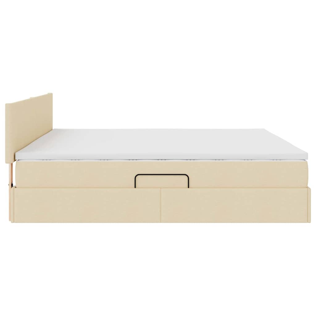 Seng med opbevaring og madras med hovedgærde Creme 200 x 200 cm