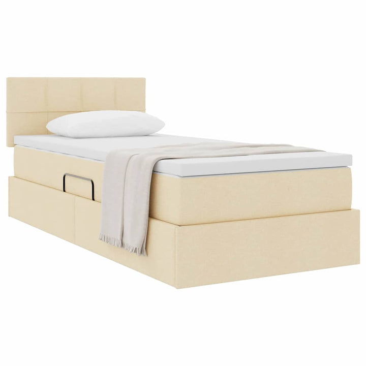Seng med opbevaring og madras Creme 90 x 200 cm Konstrueret træ