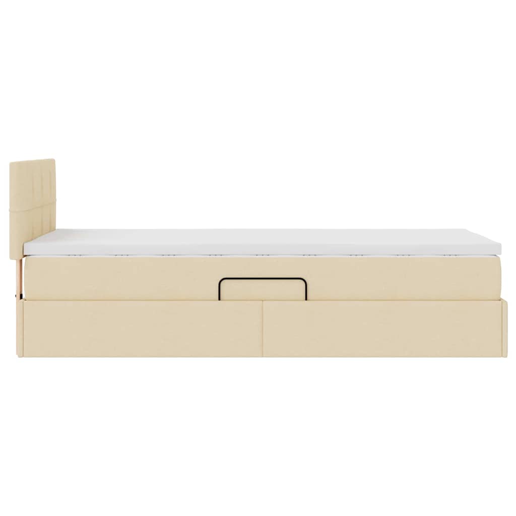 Seng med opbevaring og madras Creme 90 x 200 cm Konstrueret træ