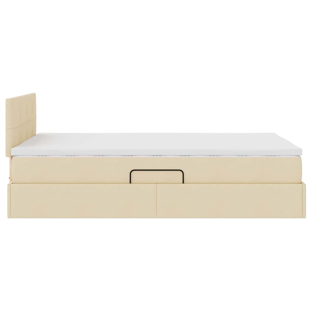 Seng med opbevaring og madras med madras Creme 120 x 190 cm