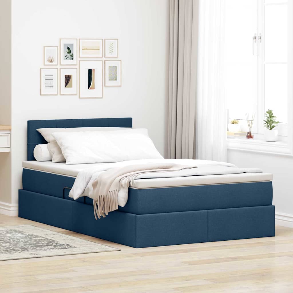 Seng med opbevaring og madras Blå 120 x 190 cm Konstrueret træ