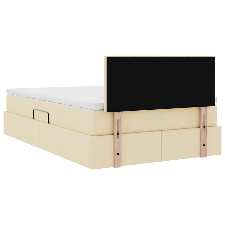 Seng med opbevaring og madras Creme 120 x 200 cm Fløjl