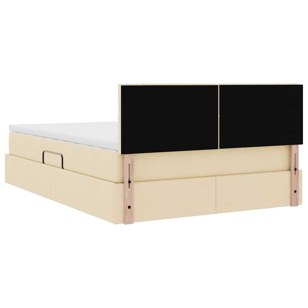 Seng med opbevaring og madras med madras Creme 120 x 200 cm