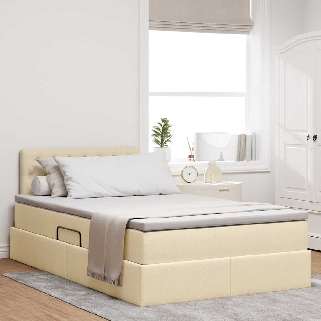 Seng med opbevaring og madras med madras Creme 120 x 190 cm