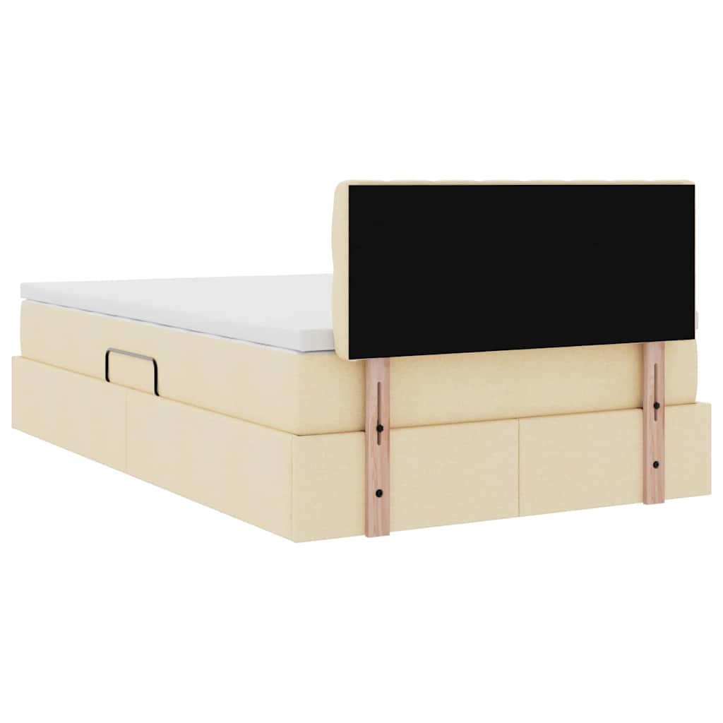 Seng med opbevaring og madras med madras Creme 120 x 190 cm