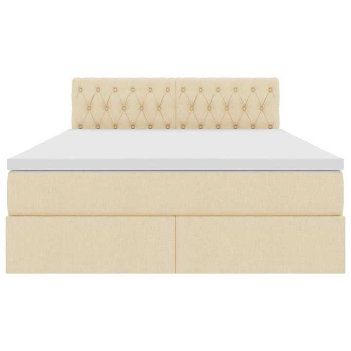 Seng med opbevaring og madras med madras Creme 140 x 190 cm