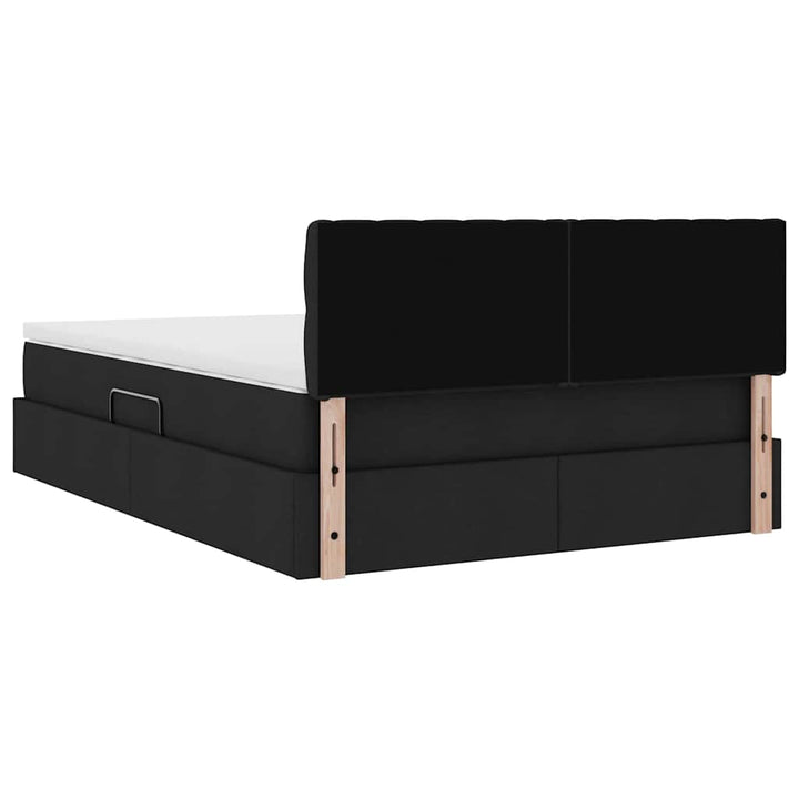 Seng med opbevaring og madras Sort 140 x 200 cm Fløjl
