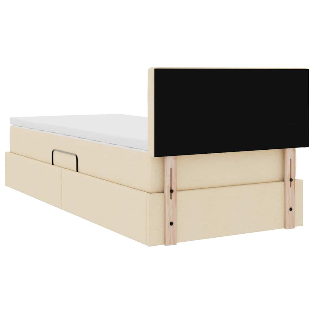 Seng med opbevaring og madras Creme 90 x 200 cm Fløjl