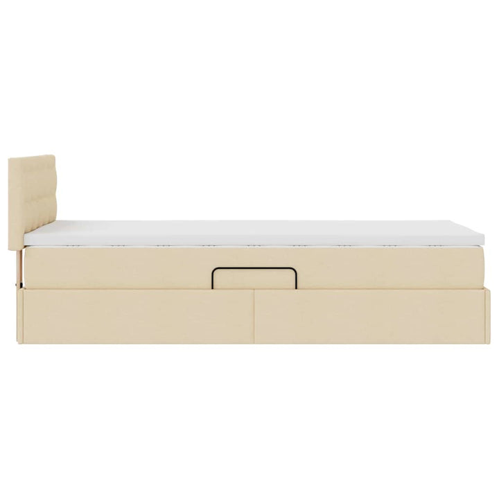 Seng med opbevaring og madras med hovedgærde Creme 100 x 200 cm