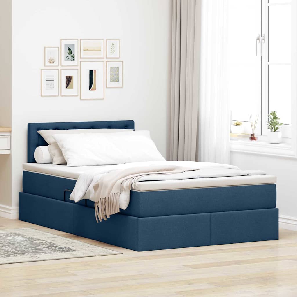 Seng med opbevaring og madras Blå 120 x 190 cm Konstrueret træ