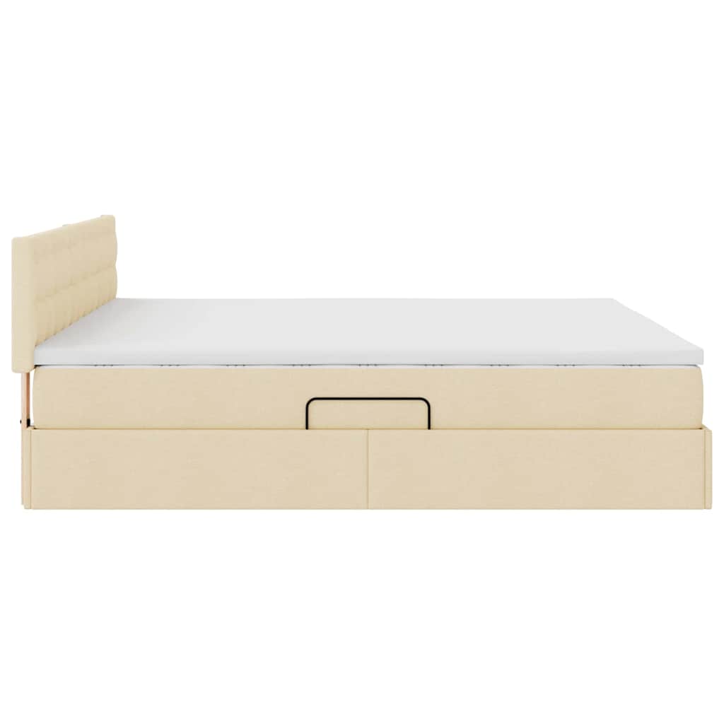 Seng med opbevaring og madras Creme 180 x 200 cm Fløjl