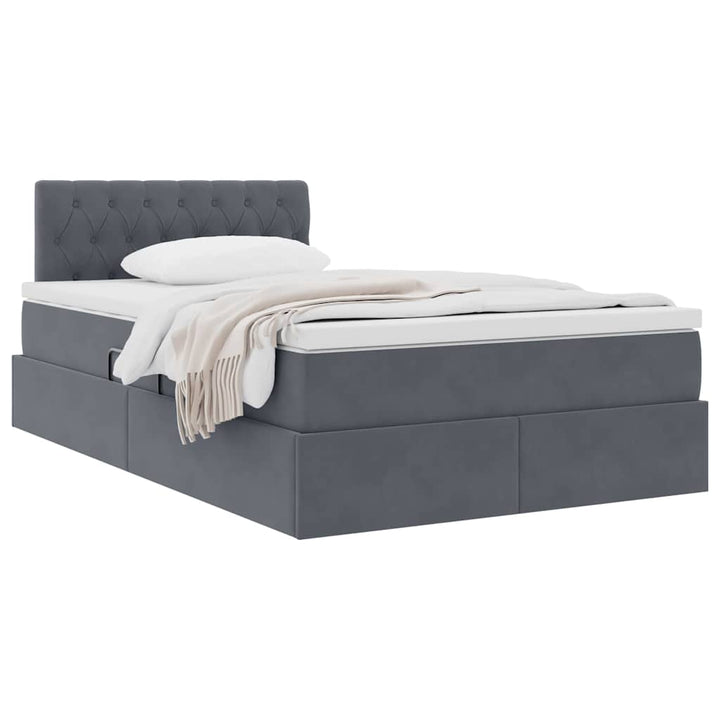 Opbevaringsseng med madras Mørkegrå 120 x 190 cm Fløjl