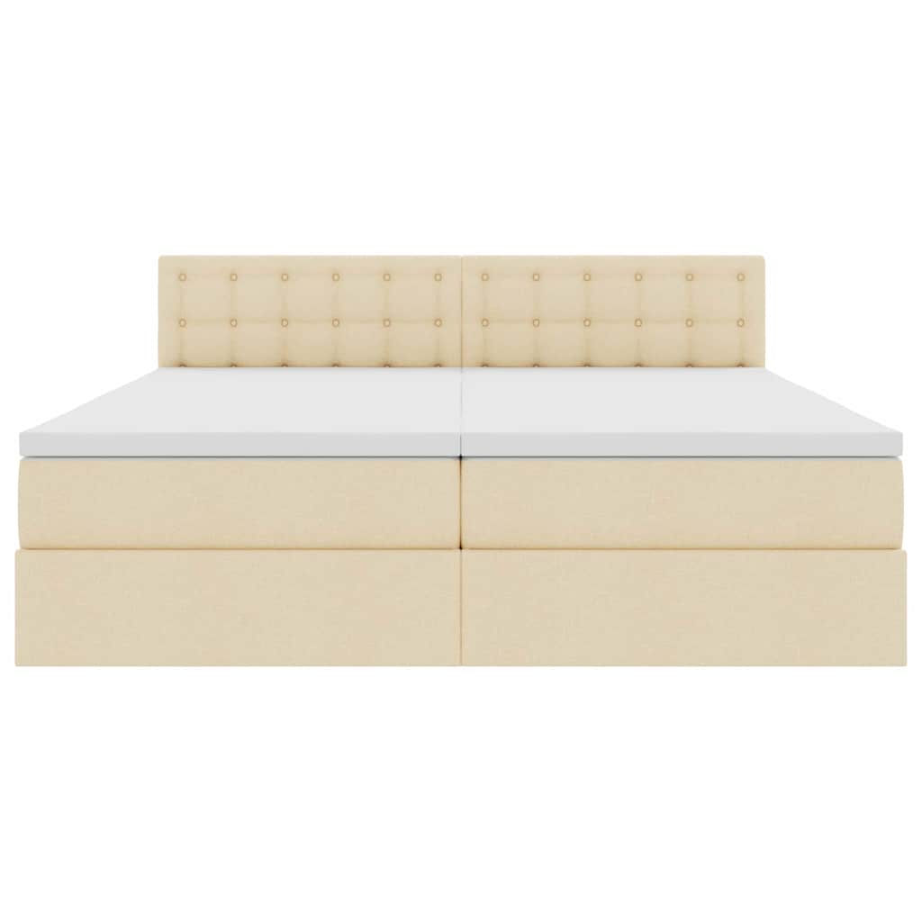 Opbevaringsseng med madras Creme 200 x 200 cm Faux læder