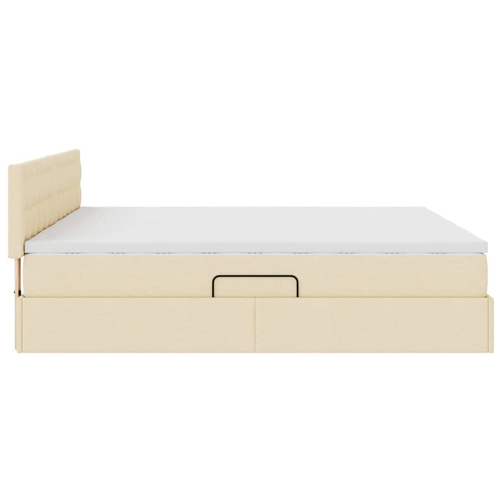 Opbevaringsseng med madras Creme 200 x 200 cm Faux læder
