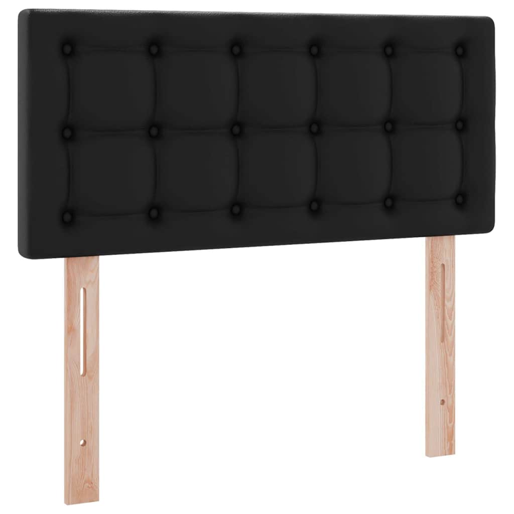 Seng med opbevaring og LED Sort 90 x 190 cm Faux læder